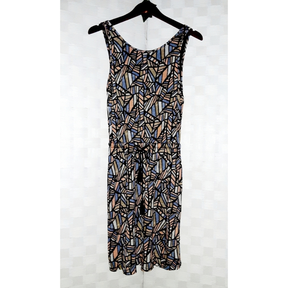 Lucky Brand Tassel Blouson Geometric Print Dress - Picture 8 of 12
